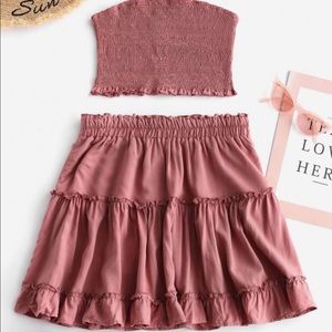zaful two piece summer set pink size: small